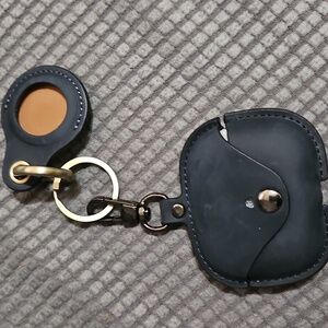 Blue Ear Bud Case With Air Tag Holder